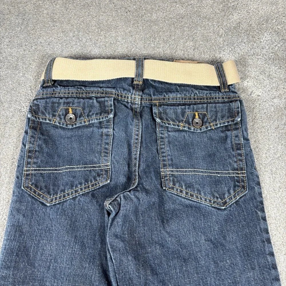 Old Navy Jeans Youth Boys 14 Straight Leg Dark Blue Denim‎ Flap Pockets Belt Y2K
